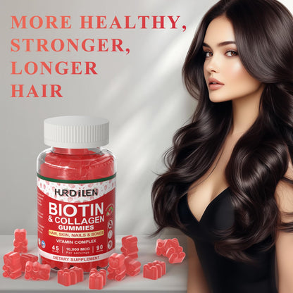 Hurdilen Biotin Collagen Gummies – 10,000 mcg Biotin for Hair, Skin & Nails | 90 Gummies