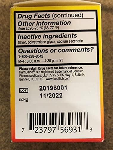 HURRICAINE Liquid Wild Cherry 1oz - Topical Oral Anesthetic Gel (20% Benzocaine)