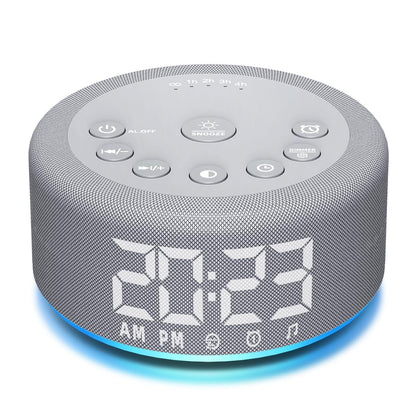 Hushing 3-in-1 White Noise Machine — 27 Sleep Sounds, 30 Wake-Up Sounds, 12-Color Night Light, Digital Clock