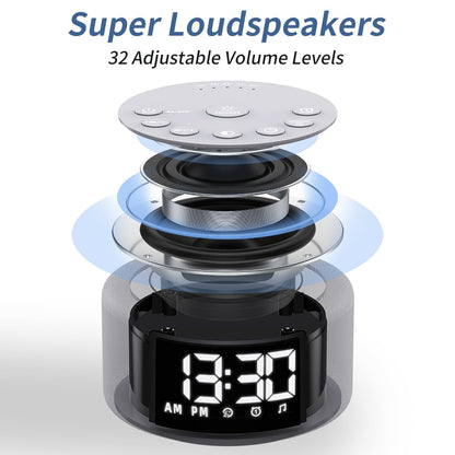 Hushing 3-in-1 Sound Machine Alarm Clock Night Light — 32-Level Volume, 30 Sleeping Sounds, 30 Wake-Up Sounds