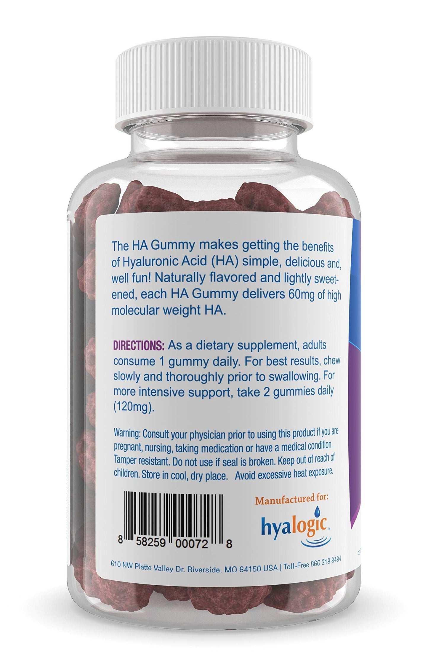Hyalogic Hyaluronic Acid Gummies – Mixed Berry | Gluten-Free HA for Joints, Skin & Eyes