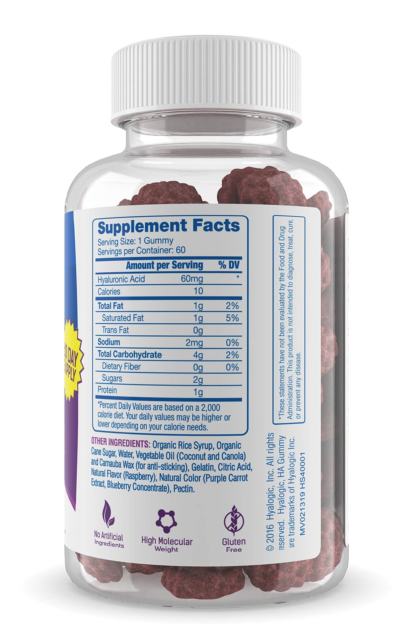 Hyalogic Hyaluronic Acid Gummies – Mixed Berry | Gluten-Free HA for Joints, Skin & Eyes