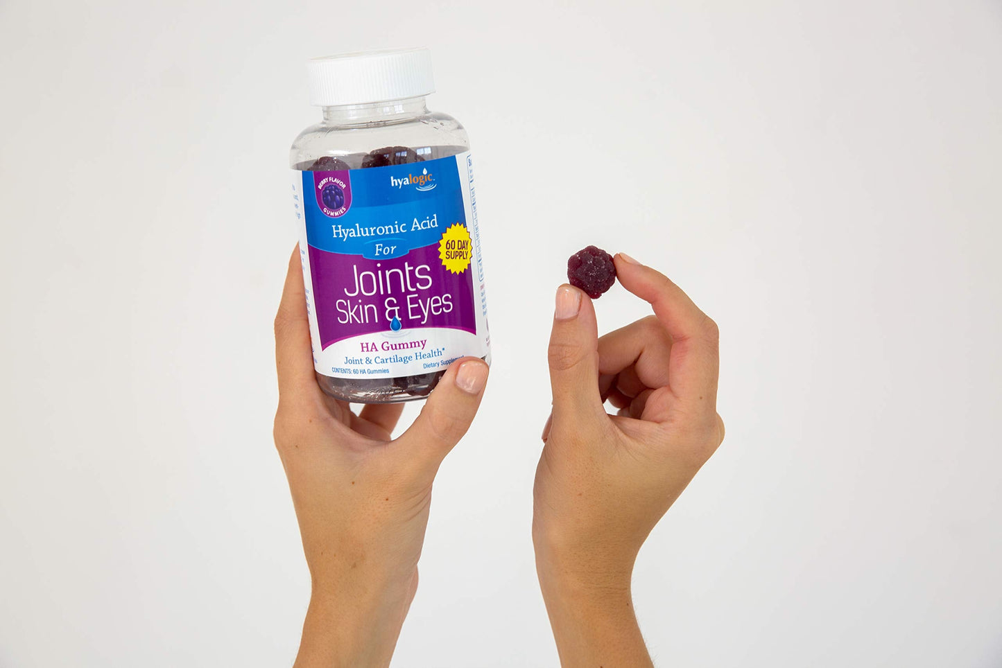 Hyalogic Hyaluronic Acid Gummies – Mixed Berry | Gluten-Free HA for Joints, Skin & Eyes