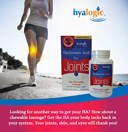 Hyalogic Hyaluronic Acid Chewables 60 Count - Berry Flavor (120mg per 2 Tablets) - Sugar Free HA for Skincare & Eye Health