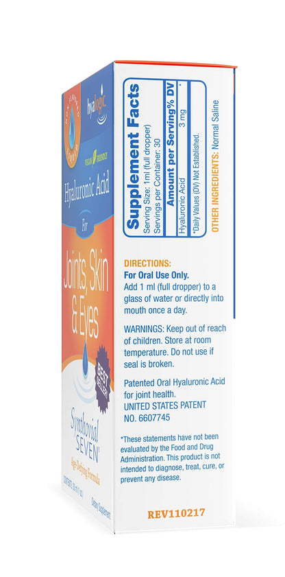 Hyalogic Synthovial Seven Hyaluronic Acid Liquid – Vegan Joint Support – 1 oz
