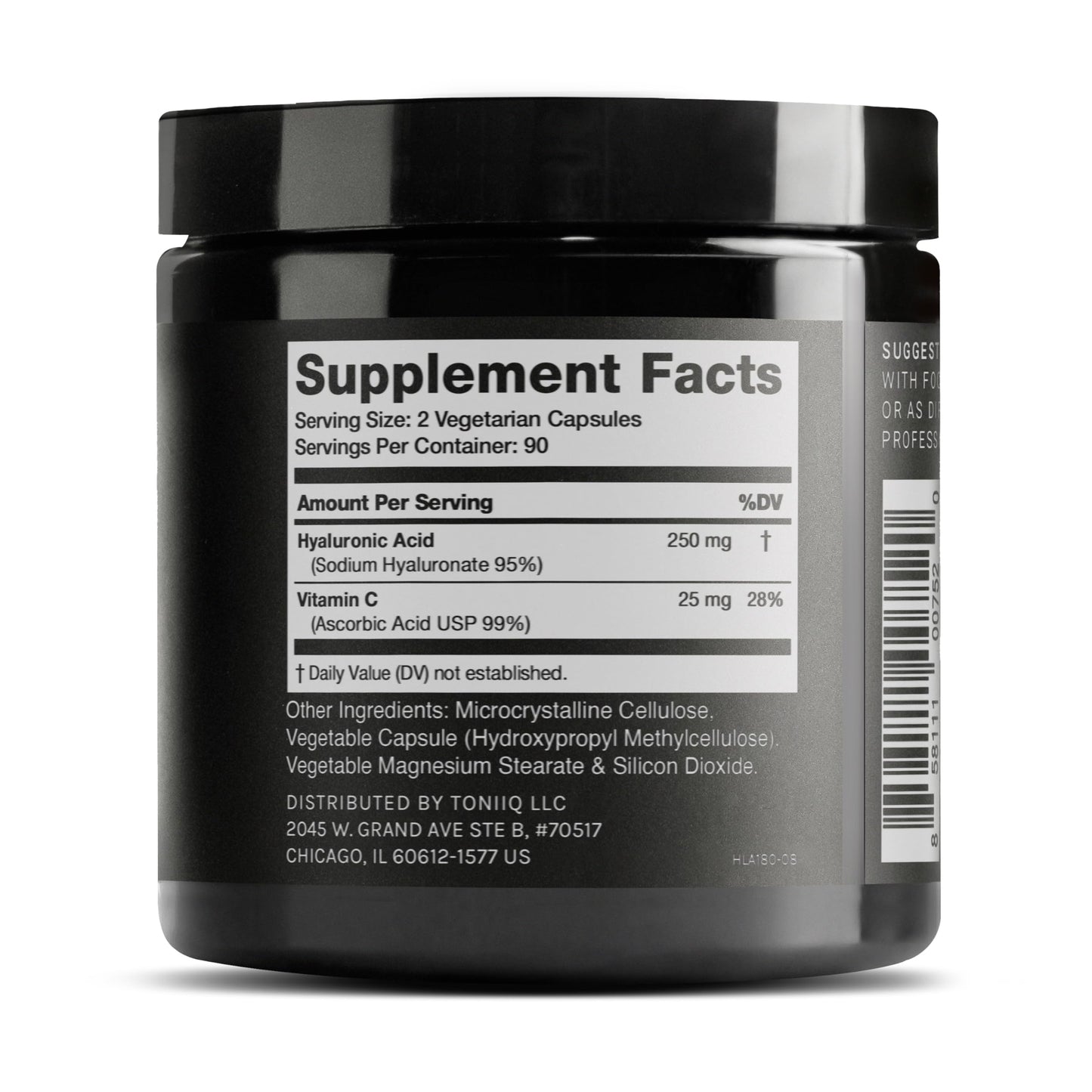 Hyaluronic Acid Supplements – 95% Purity, Fermented, Vitamin C – Lab & Third-Party Tested – 180 Capsules