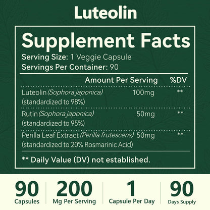 HyberVive Luteolin 200mg with Rutin & Perilla – Brain Health & Immunity – Made in USA