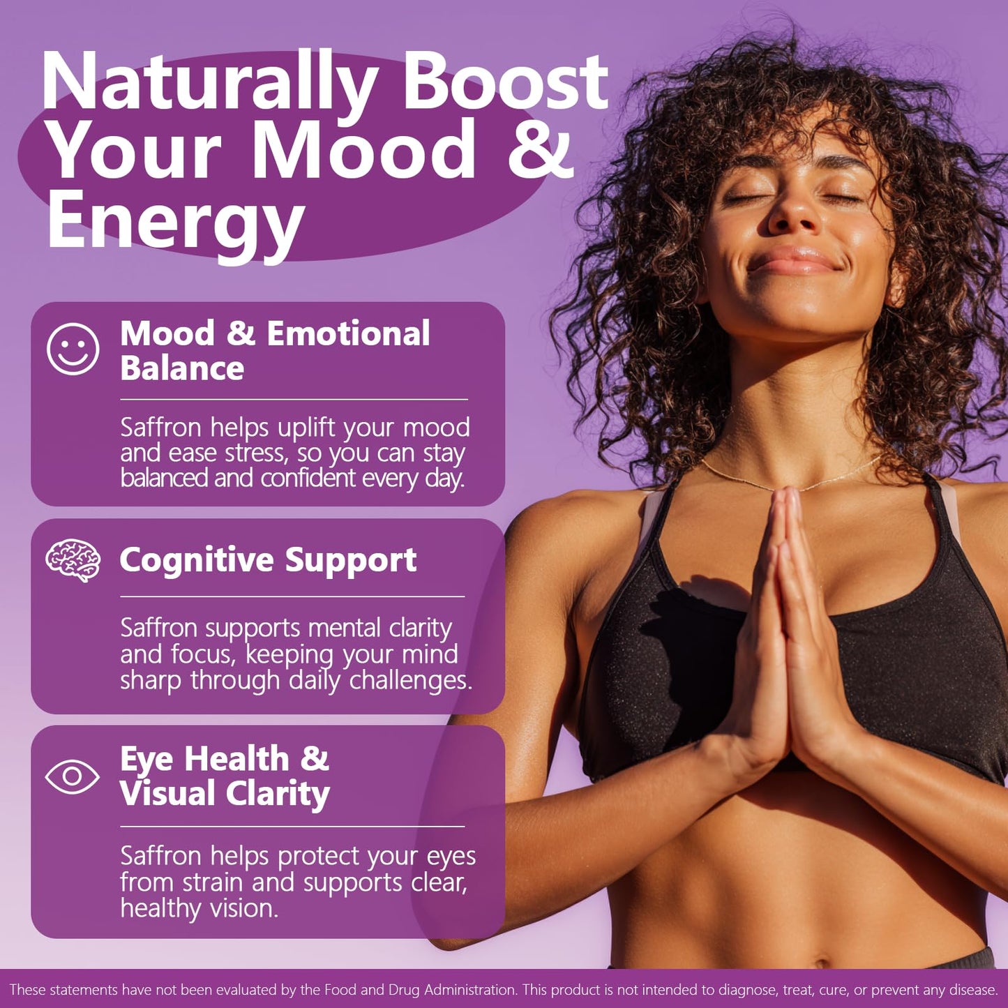 HyberVive Saffron Supplements 88.5MG | 90 Vegan Capsules | Mood Energy Focus Support | Made in USA
