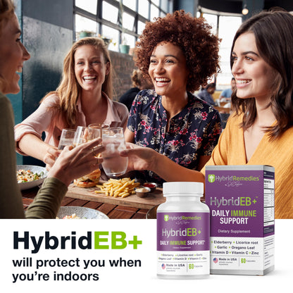 HybridEB Sambucus Elderberry Immune Support with Vitamin C, Zinc, D3 – 60 Capsules
