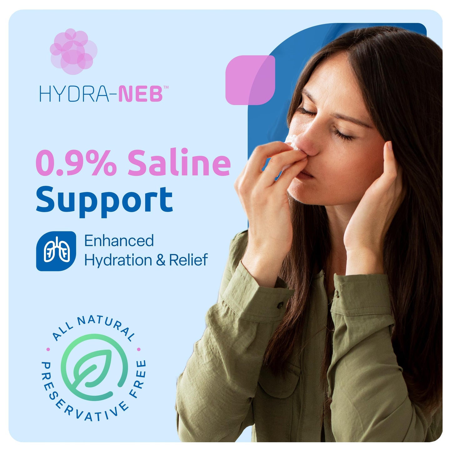 Hydra-Neb 0.9% Saline Solution for Nasal Cleansing & Nebulizers – 50ml
