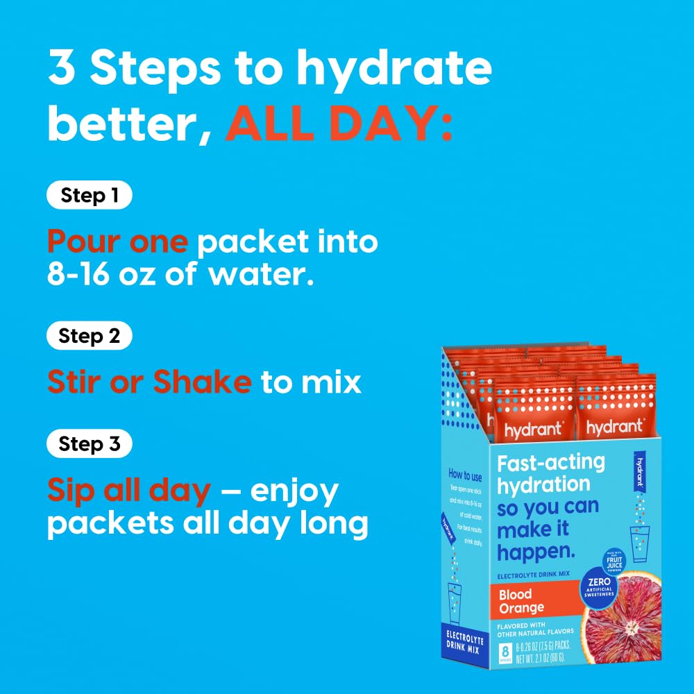 Hydrant Blood Orange Hydration Powder - 12 Electrolyte Packets (Low Sugar)