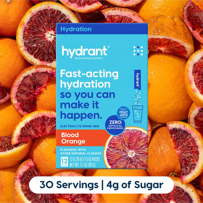 Hydrant Blood Orange Hydration Powder - 12 Electrolyte Packets (Low Sugar)