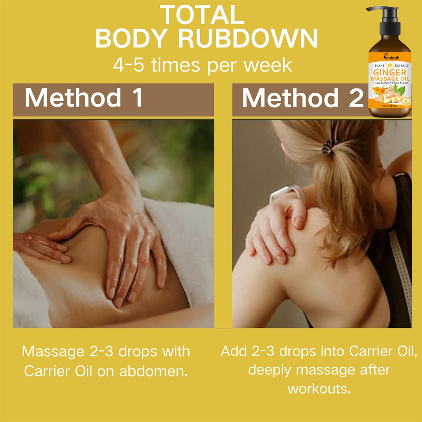 Ginger Massage Oil for Lymphatic Drainage, Sore Muscle Relief & Spa Therapy
