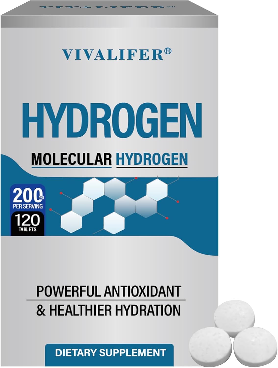 Hydrogen Tablets for Drinking Water – 8 PPM H2 with Magnesium (120 Tabs) | Non-GMO, Gluten Free