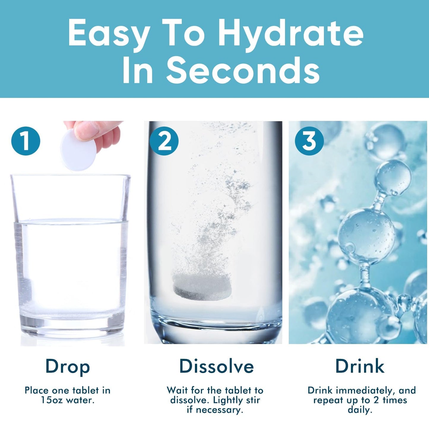 Hydrogen Tablets for Drinking Water – 8 PPM H2 with Magnesium (120 Tabs) | Non-GMO, Gluten Free