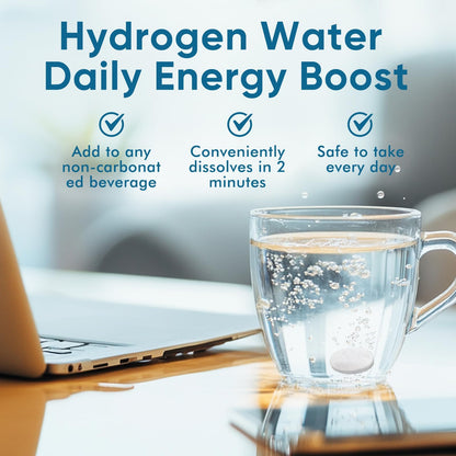 Hydrogen Tablets for Drinking Water – 8 PPM H2 with Magnesium (120 Tabs) | Non-GMO, Gluten Free