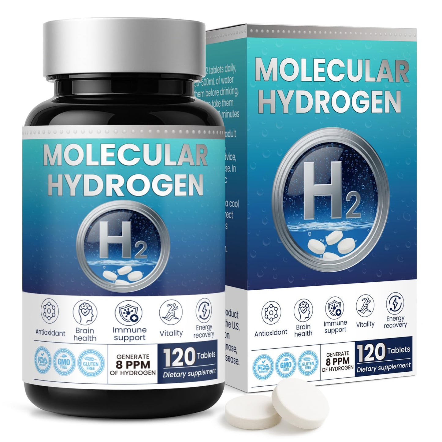 Hydrogen Water Tablets H2 Molecular 120 | Magnesium for Brain Health