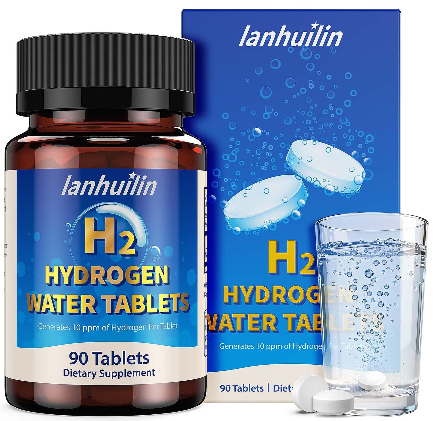 Hydrogen Water Tablets with 150mg Magnesium | 10 ppm H2, 90 Servings