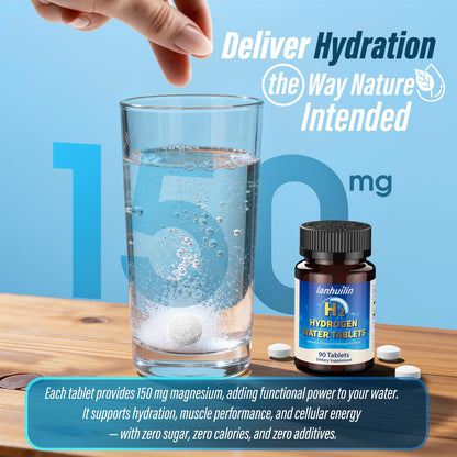 Hydrogen Water Tablets with 150mg Magnesium | 10 ppm H2, 90 Servings