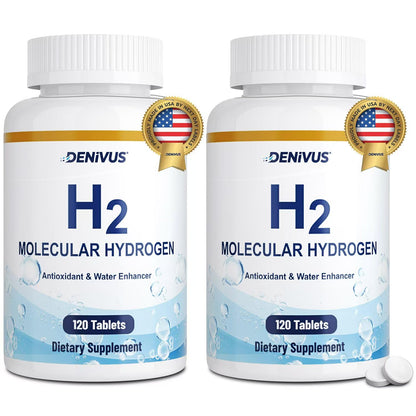 Hydrogen Water Tablets with Magnesium - 120 Tablets Fast-Dissolving H2 Molecular Hydrogen Supplements for Brain Health, Cognitive Function, Energy & Metabolism Support (2 Pack)