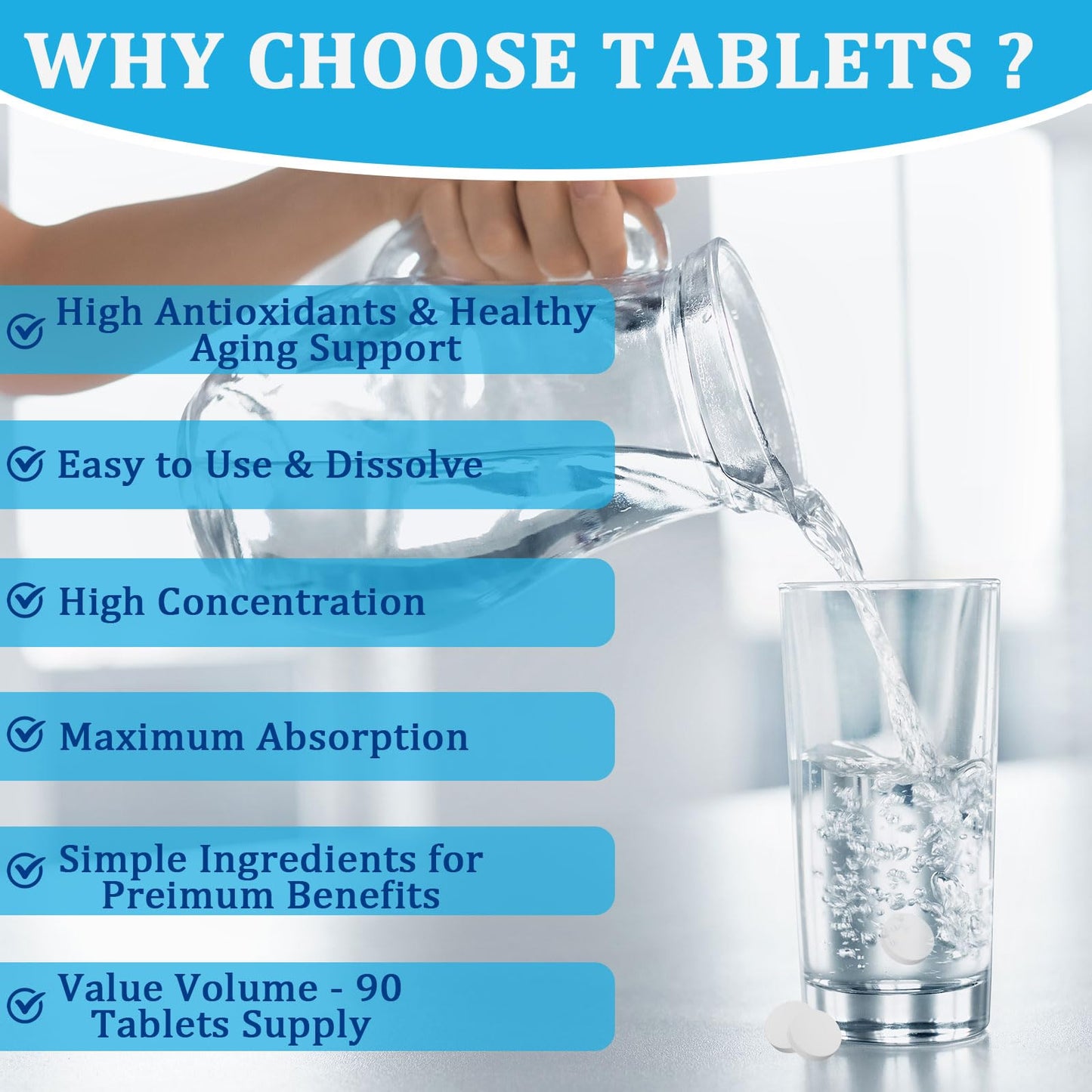 Hydrogen Water Tablets — 8 PPM Molecular Hydrogen | Energy, Hydration & Recovery (90 Tablets)