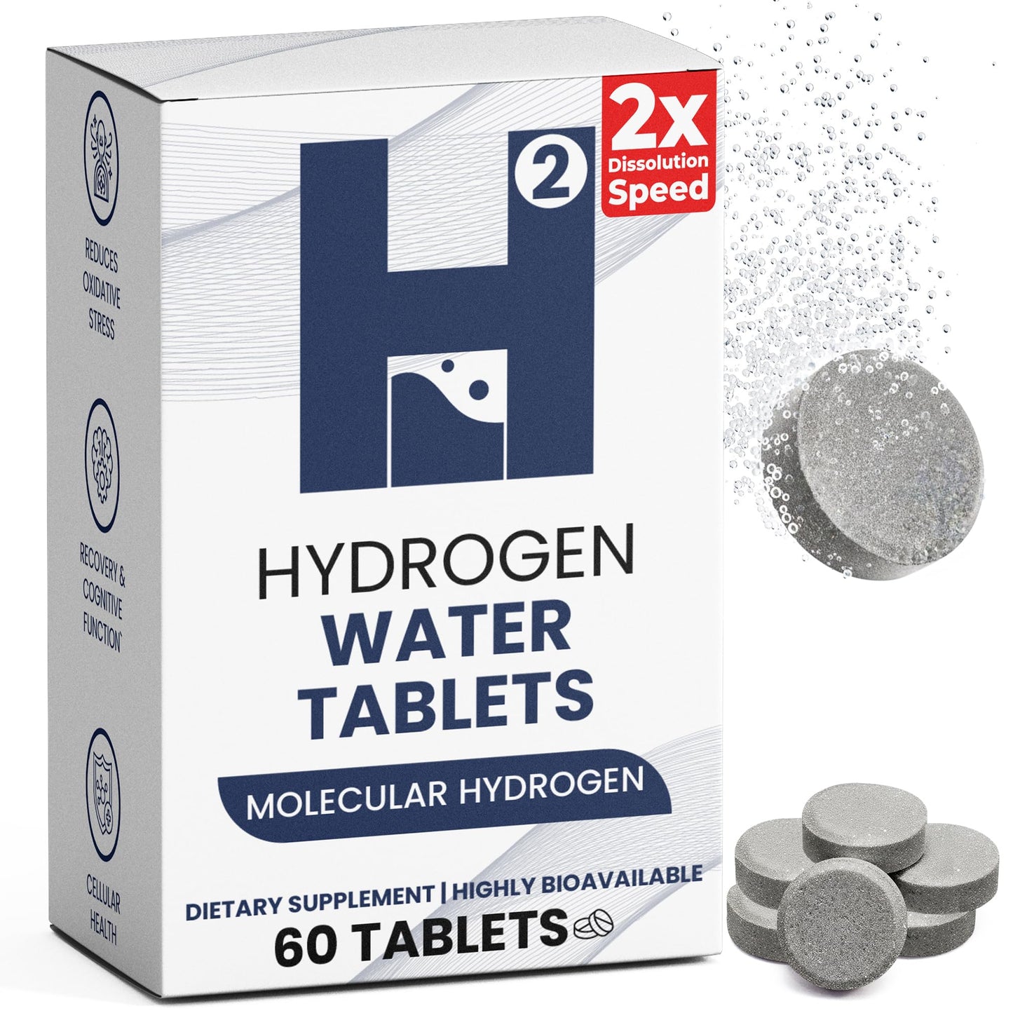 60 Count Hydrogen Water Tablets | 12 PPM Molecular Hydrogen, Antioxidant Support, Lab Tested, Unflavored