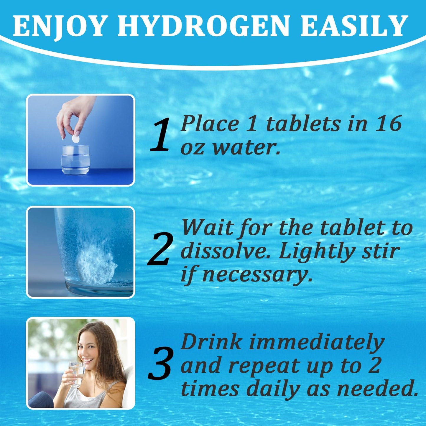 Hydrogen Water Tablets — 8 PPM Molecular Hydrogen | Energy, Hydration & Recovery (90 Tablets)