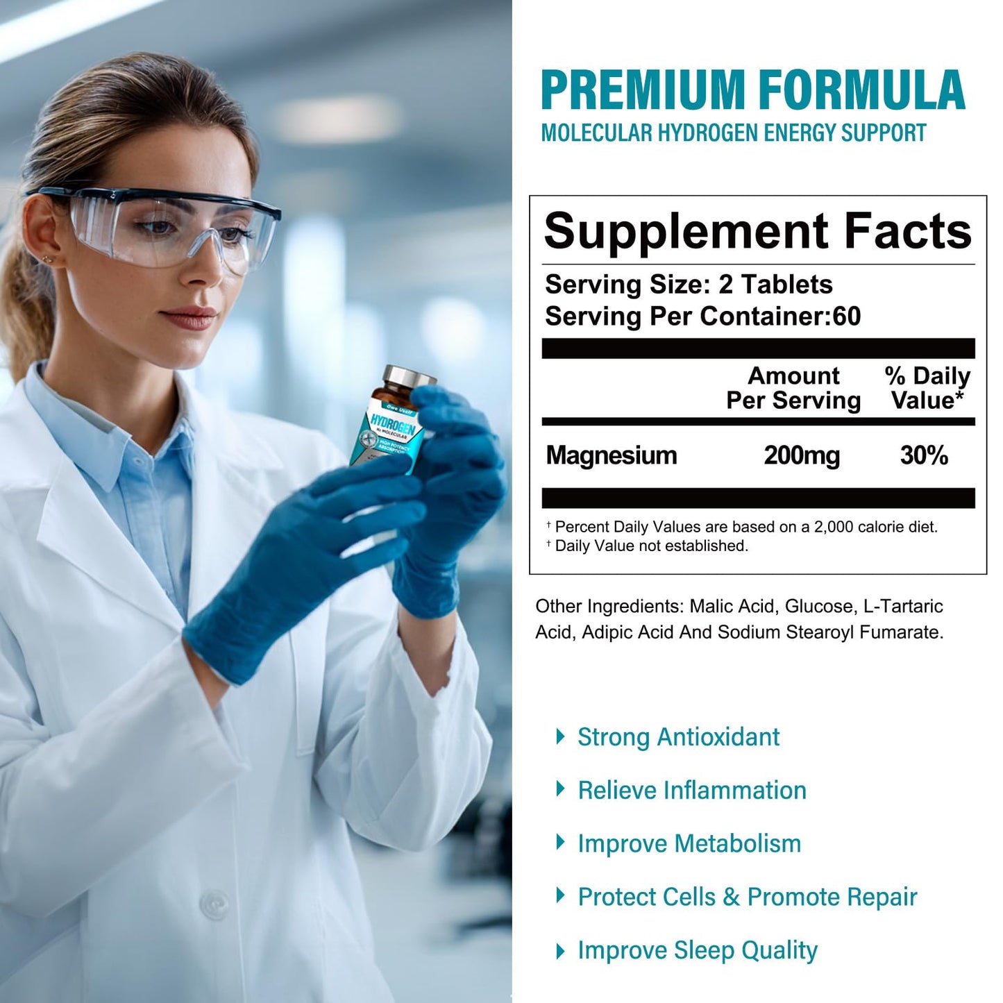 Hydrogen Water Tablets – Brain Health & Energy (12 ppm H2 with Magnesium)