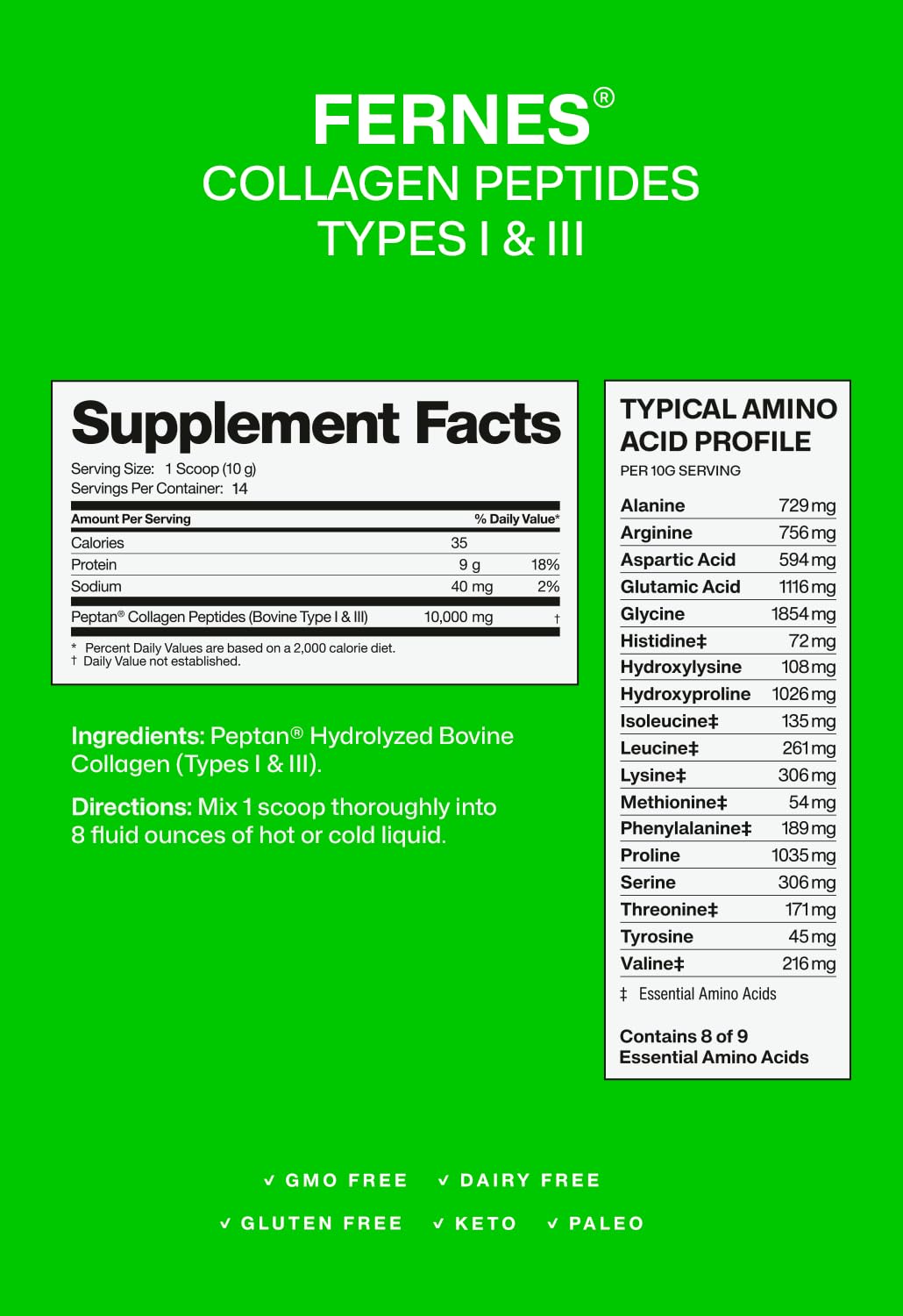 Hydrolyzed Collagen Peptides – Grass-Fed Type I & III, Unflavored, 14 Servings