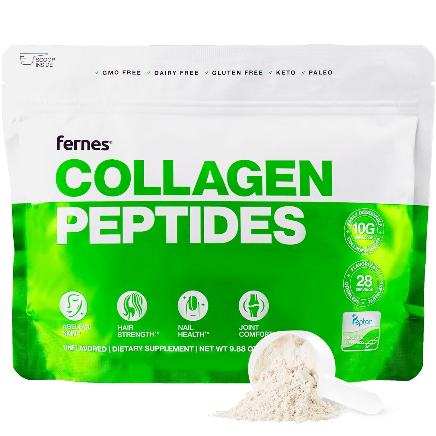 Hydrolyzed Collagen Peptides – Grass-Fed Type I & III, Unflavored, 28 Servings | Keto & Paleo
