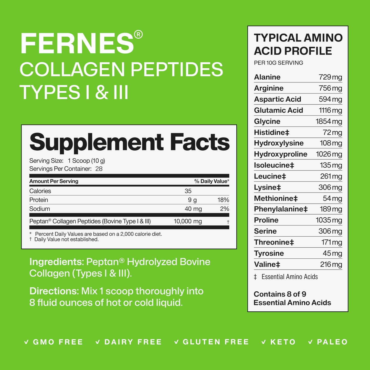 Hydrolyzed Collagen Peptides – Grass-Fed Type I & III, Unflavored, 28 Servings | Keto & Paleo