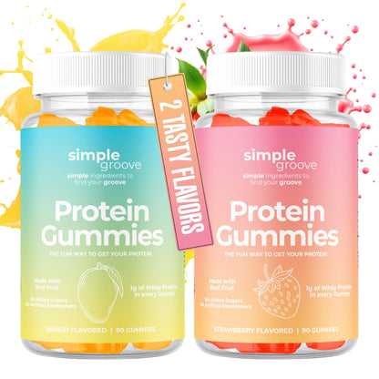 Simple Groove Protein Gummies - 1g Whey Protein per Gummy | 90 Count | Healthy Snacks