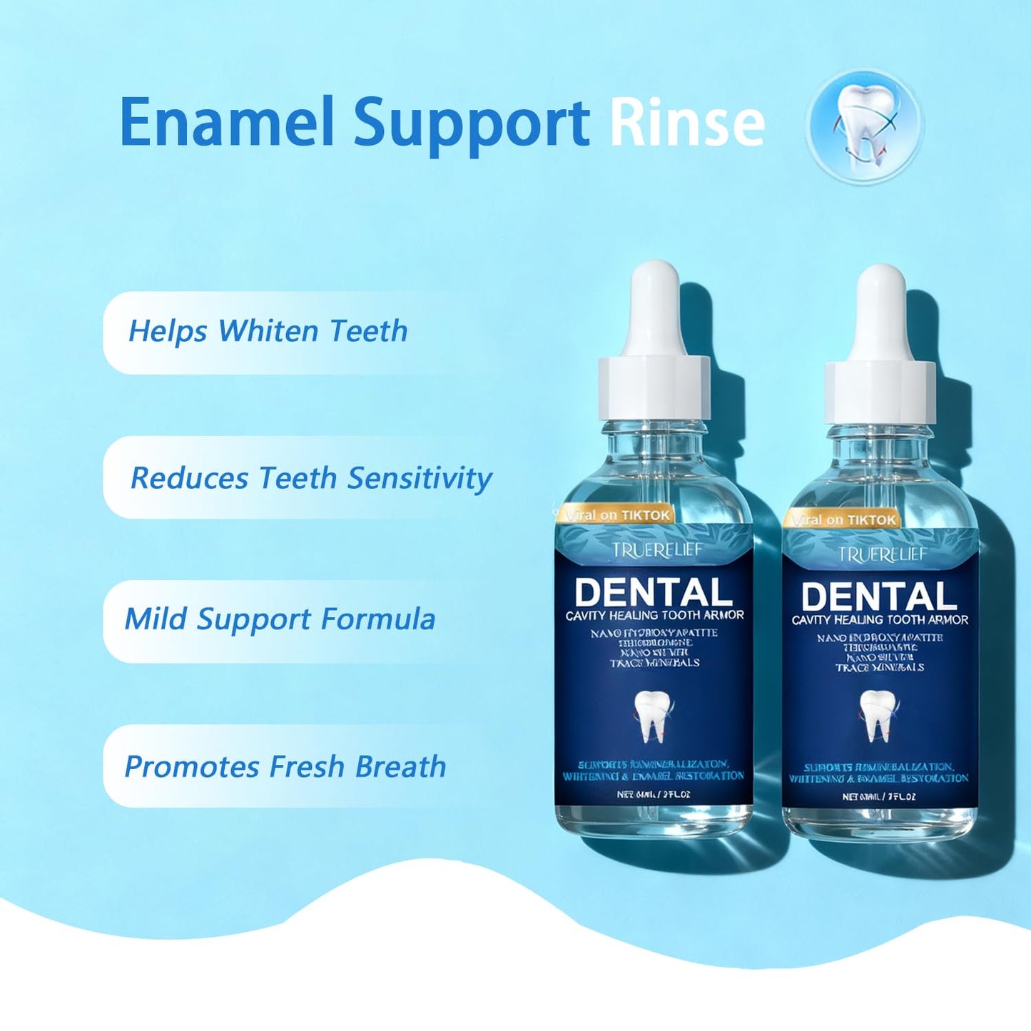 Cavity Healing Tooth Armor Liquid – Transparent Enamel Strengthening with Hydroxyapatite