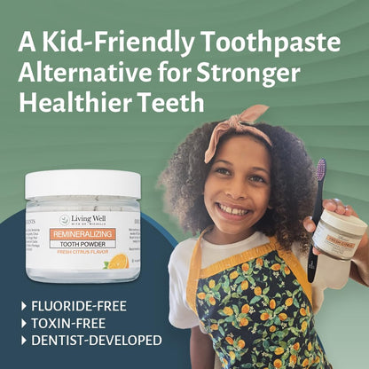 Fresh Citrus Remineralizing Tooth Powder – Fluoride-Free, Hydroxyapatite for Enamel Support