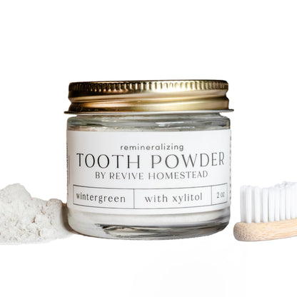 Hydroxyapatite Tooth Powder by Revive Homestead – Fluoride-Free, All-Natural Whitening (2 oz Amber Jar)