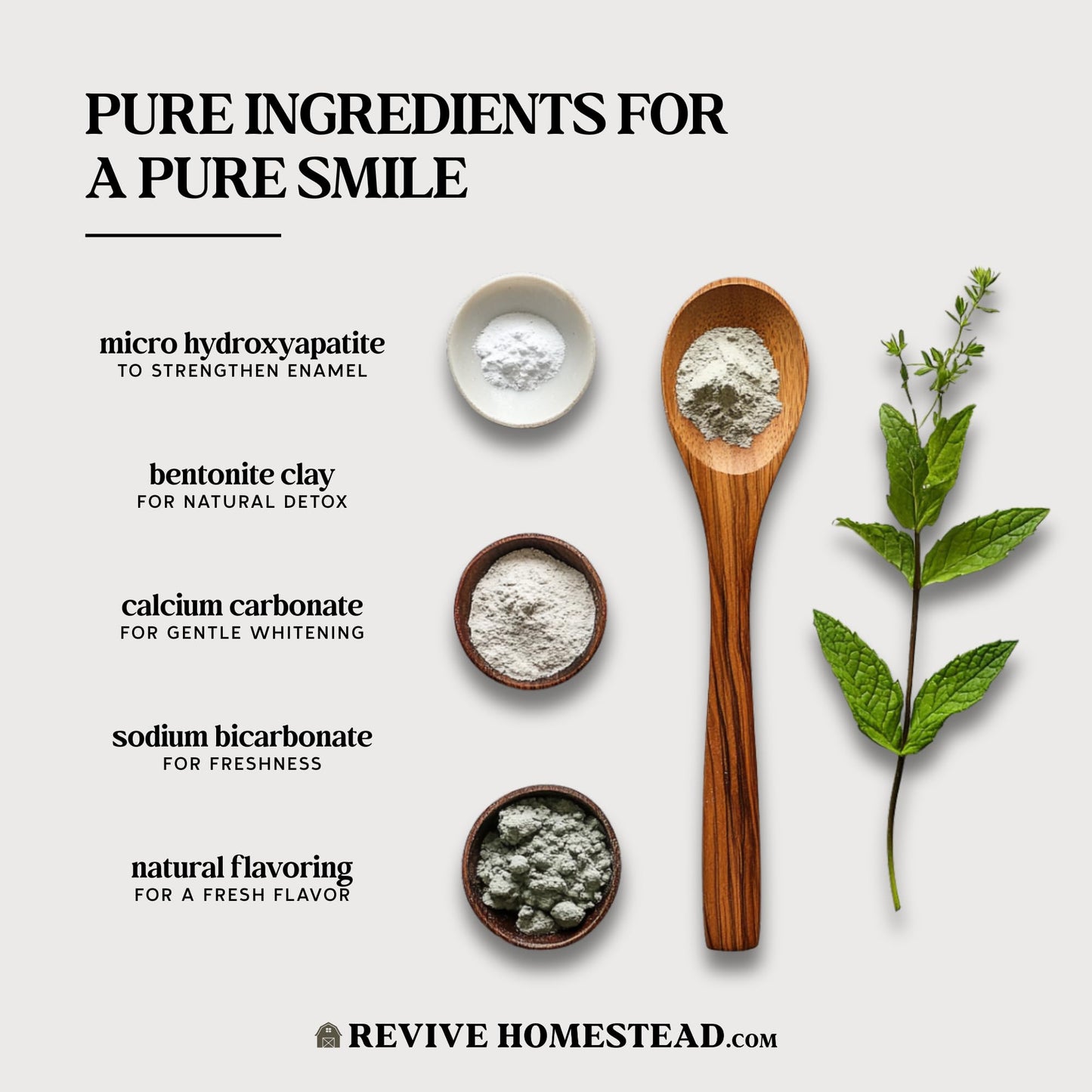 Hydroxyapatite Tooth Powder by Revive Homestead – Fluoride-Free, All-Natural Whitening (2 oz Amber Jar)