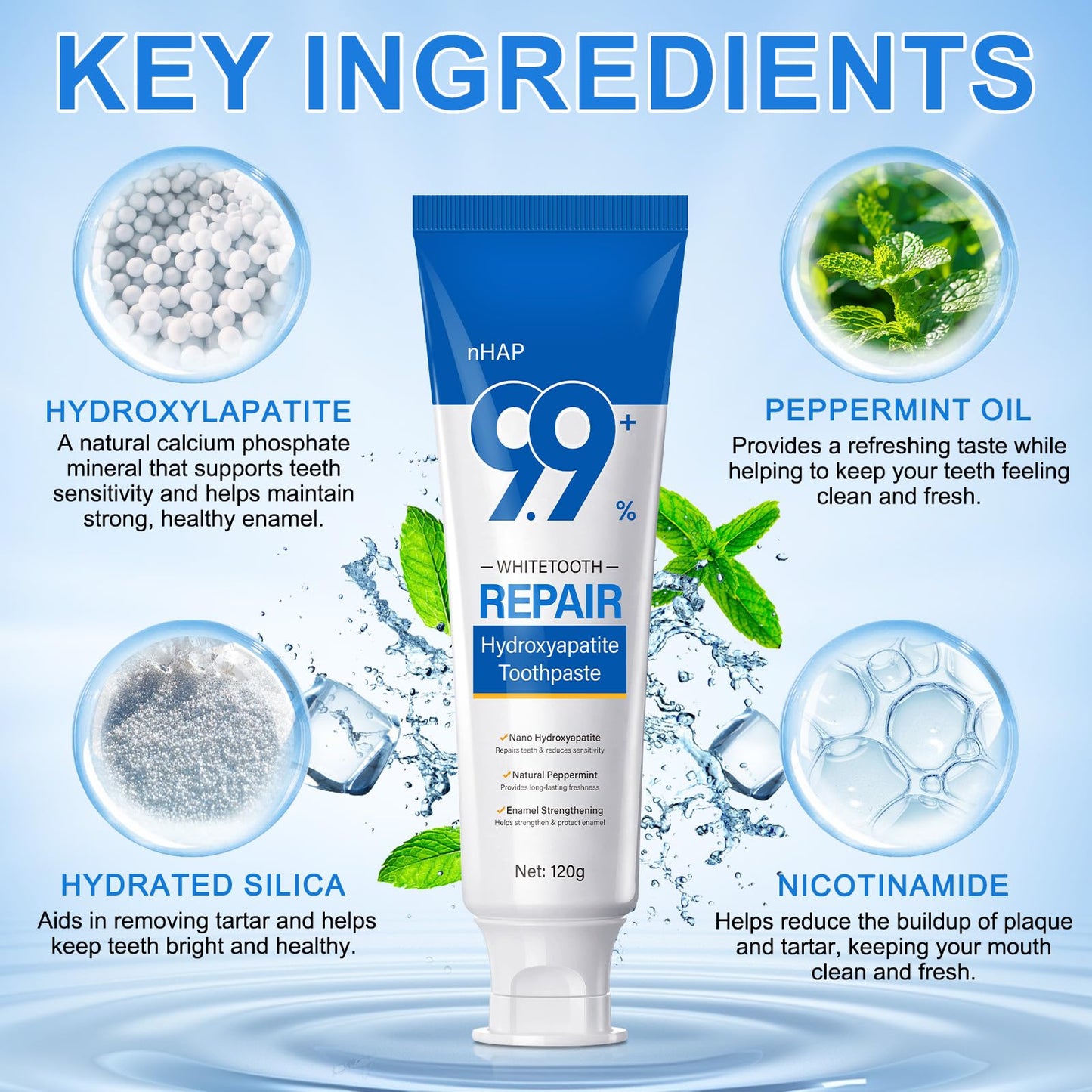 9.9% Hydroxyapatite Toothpaste 2 Pack – Enamel Protection & Fresh Breath