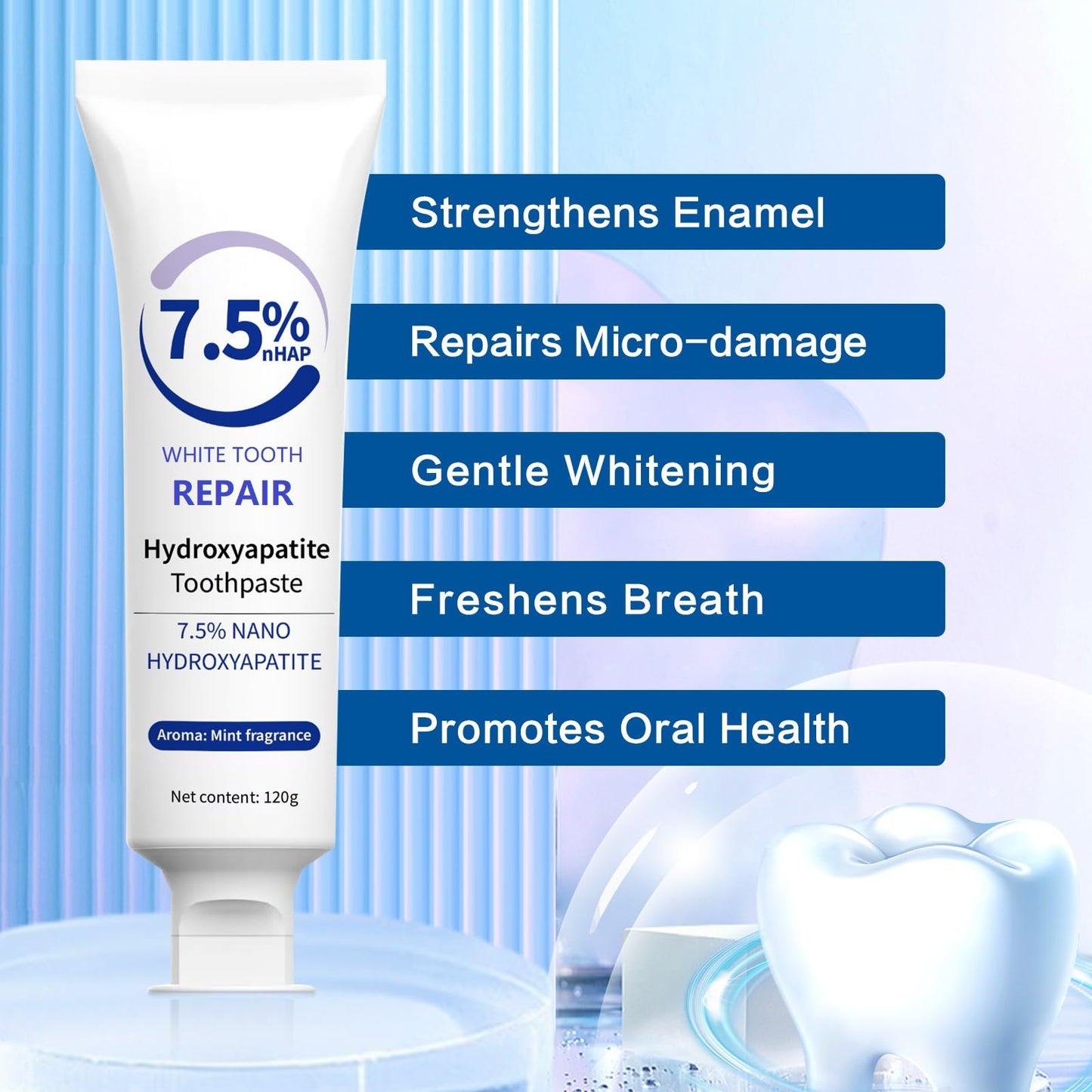 2Pcs Hydroxyapatite Toothpaste – Advanced Enamel Protection for Sensitive Teeth, 4.23 oz