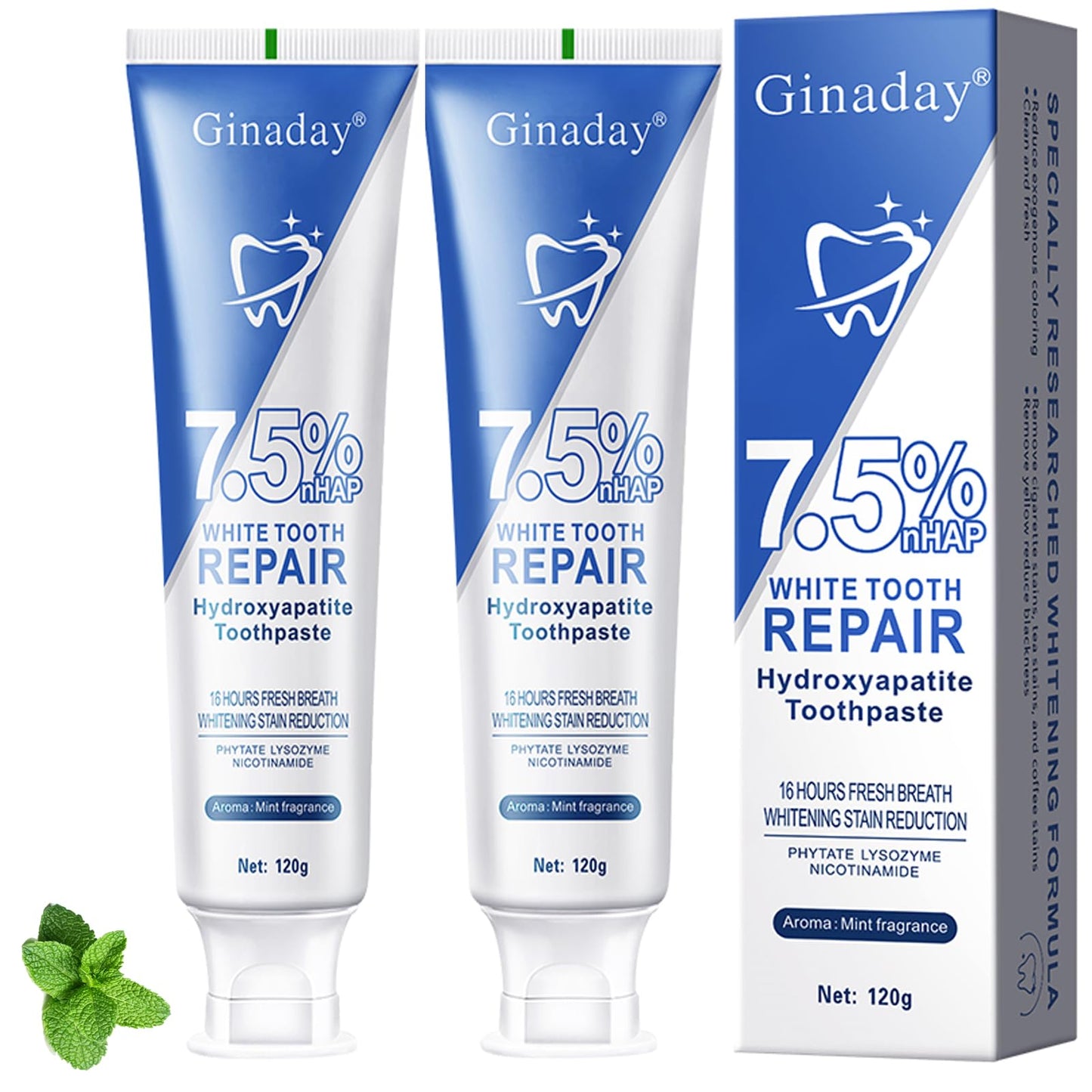 2 Pcs Hydroxyapatite Toothpaste – Fluoride-Free Enamel Protection, Gentle Mint