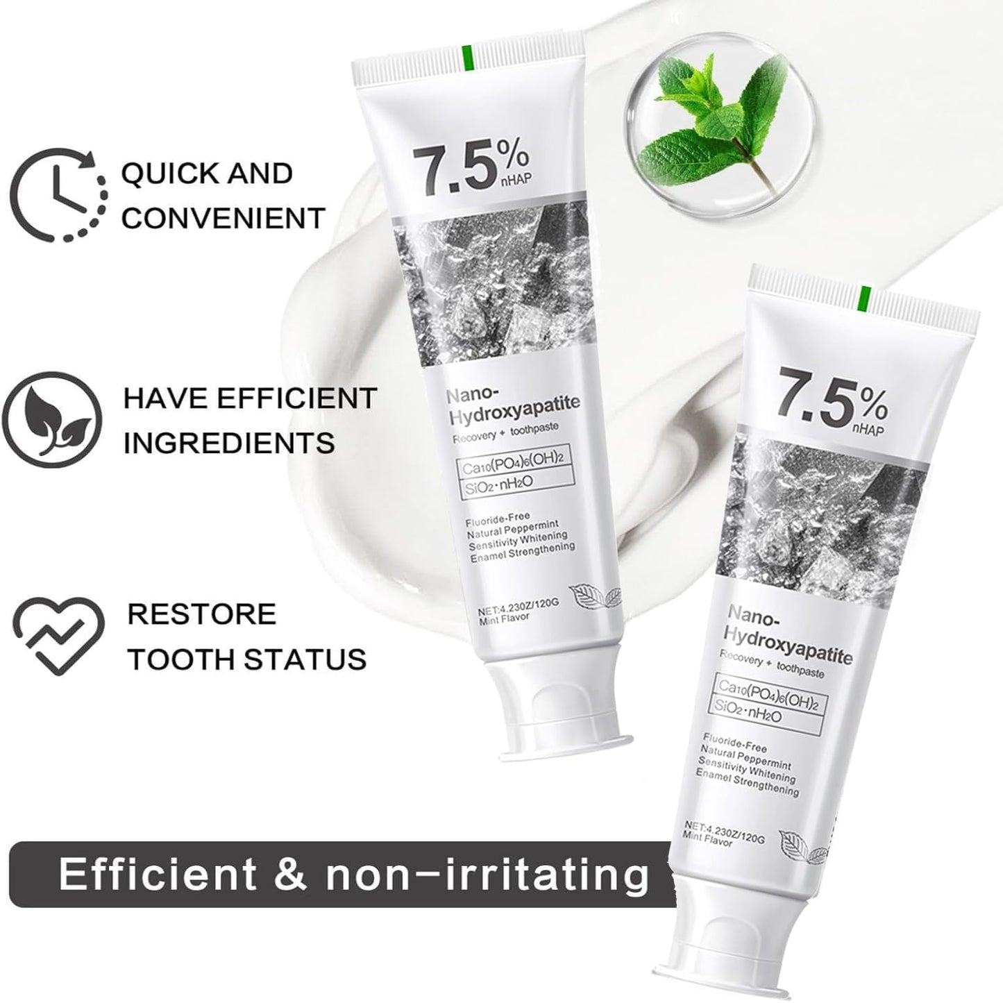 Hydroxyapatite Toothpaste - Enamel Protection, Gentle Formula (2pcs)