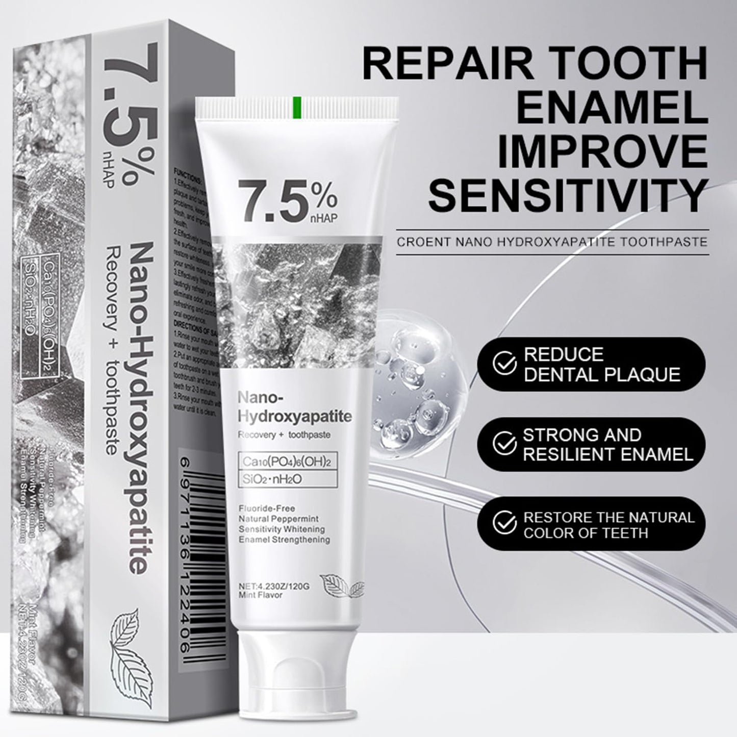 Hydroxyapatite Toothpaste - Enamel Protection, Gentle Formula (2pcs)