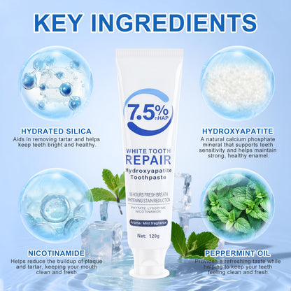 Hydroxyapatite Toothpaste 3-Pack – Enamel Repair & Sensitivity Relief (7.5% nHAp)