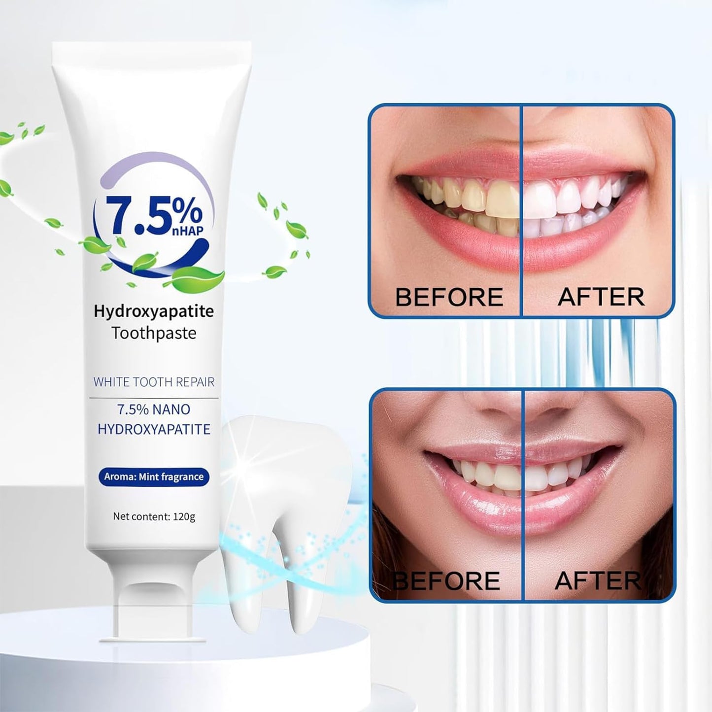 7.5% Hydroxyapatite Toothpaste – Enamel Protection & Tooth Strengthening (Fluoride-Free, Gentle for Sensitive Teeth)