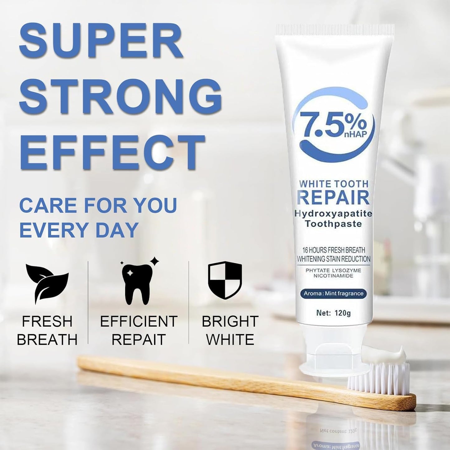 2Pcs Hydroxyapatite Toothpaste – Enamel Protection & Strengthening, Gentle Mint, 4.23oz