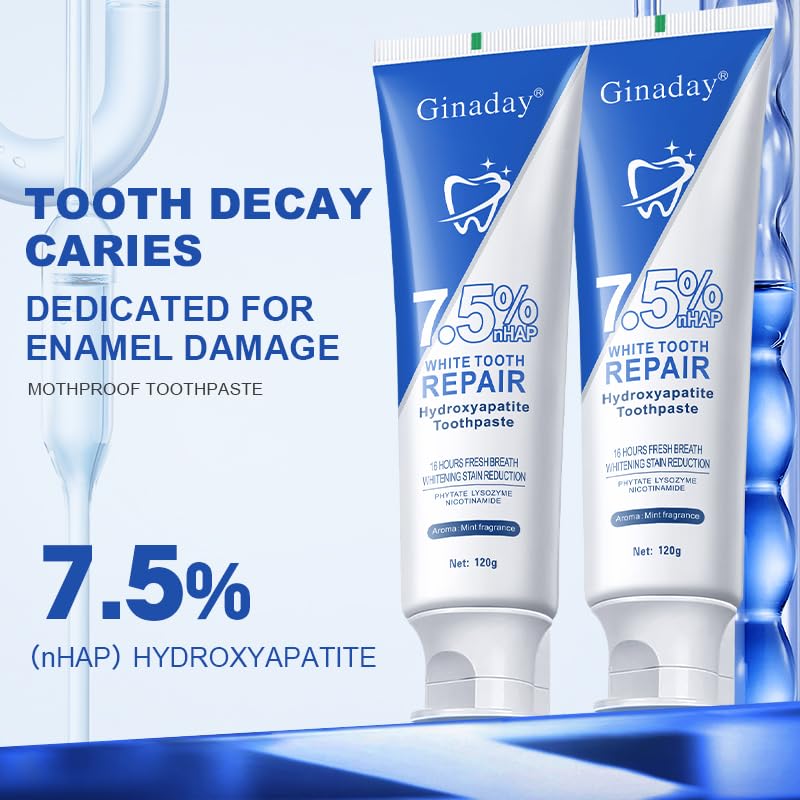 2 Pcs Hydroxyapatite Toothpaste – Fluoride-Free Enamel Protection, Gentle Mint