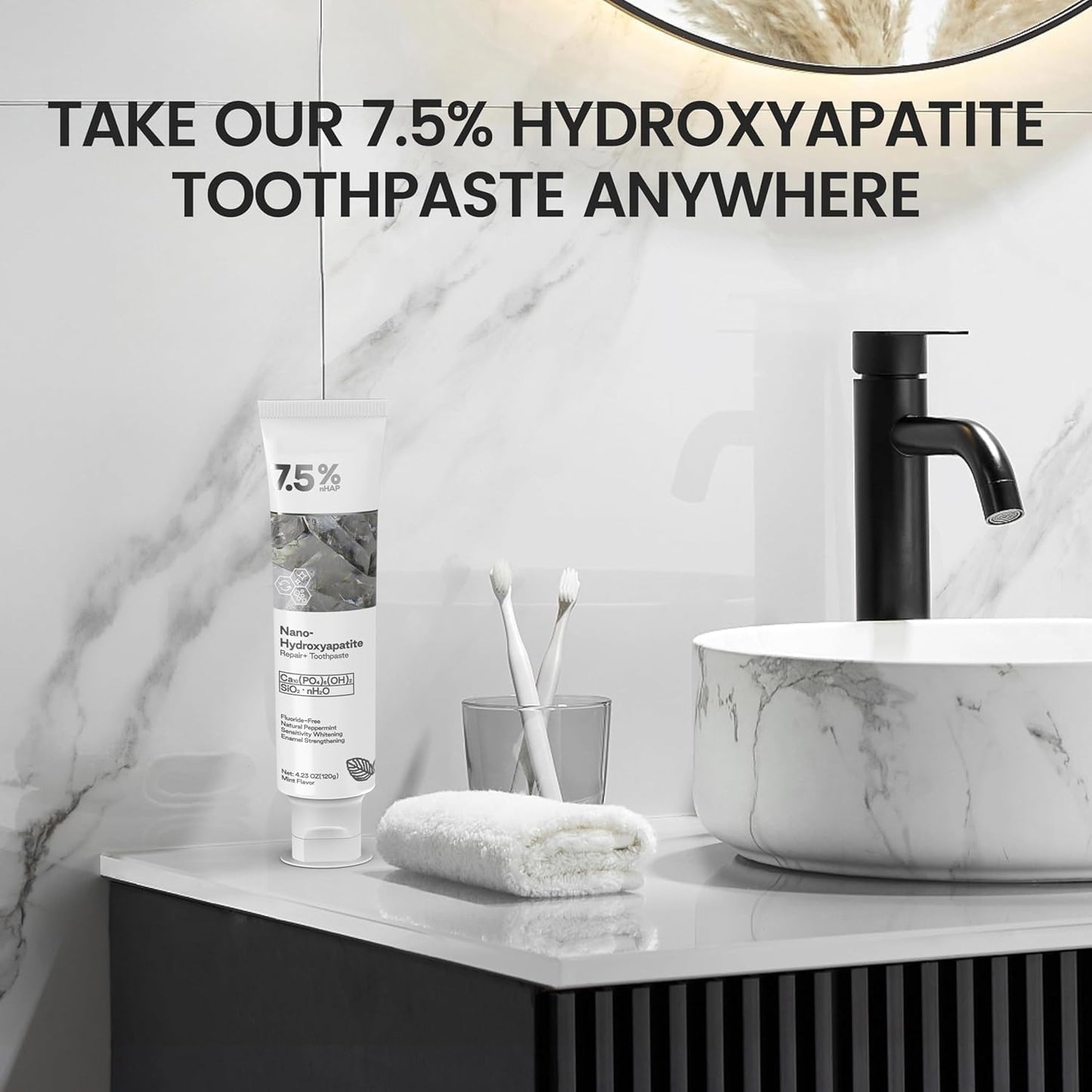 7.5% Nano Hydroxyapatite Toothpaste – Advanced Enamel Protection, 2-Pack, Fresh Mint 4.23 oz