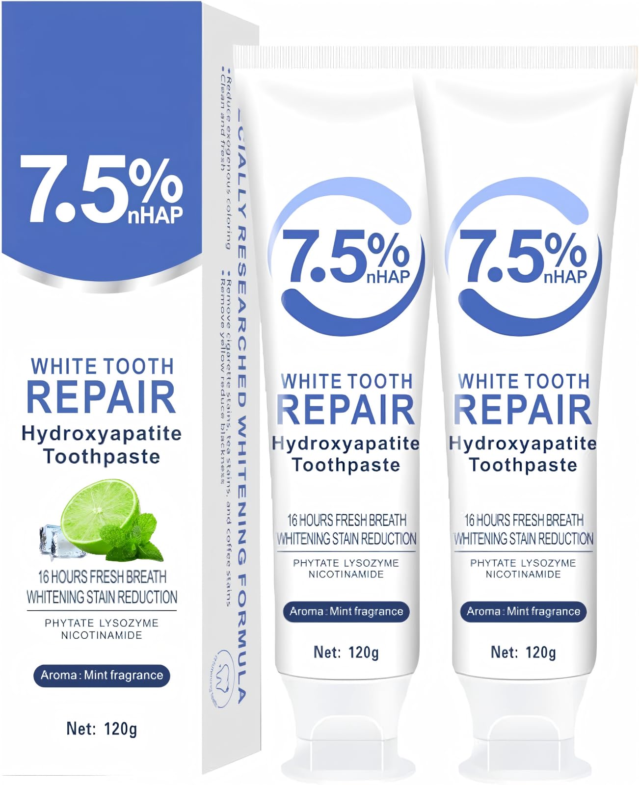 7.5% Hydroxyapatite Toothpaste for Enamel Protection - Fluoride-Free, Gentle Mint, Sensitive Teeth (4.23 oz)