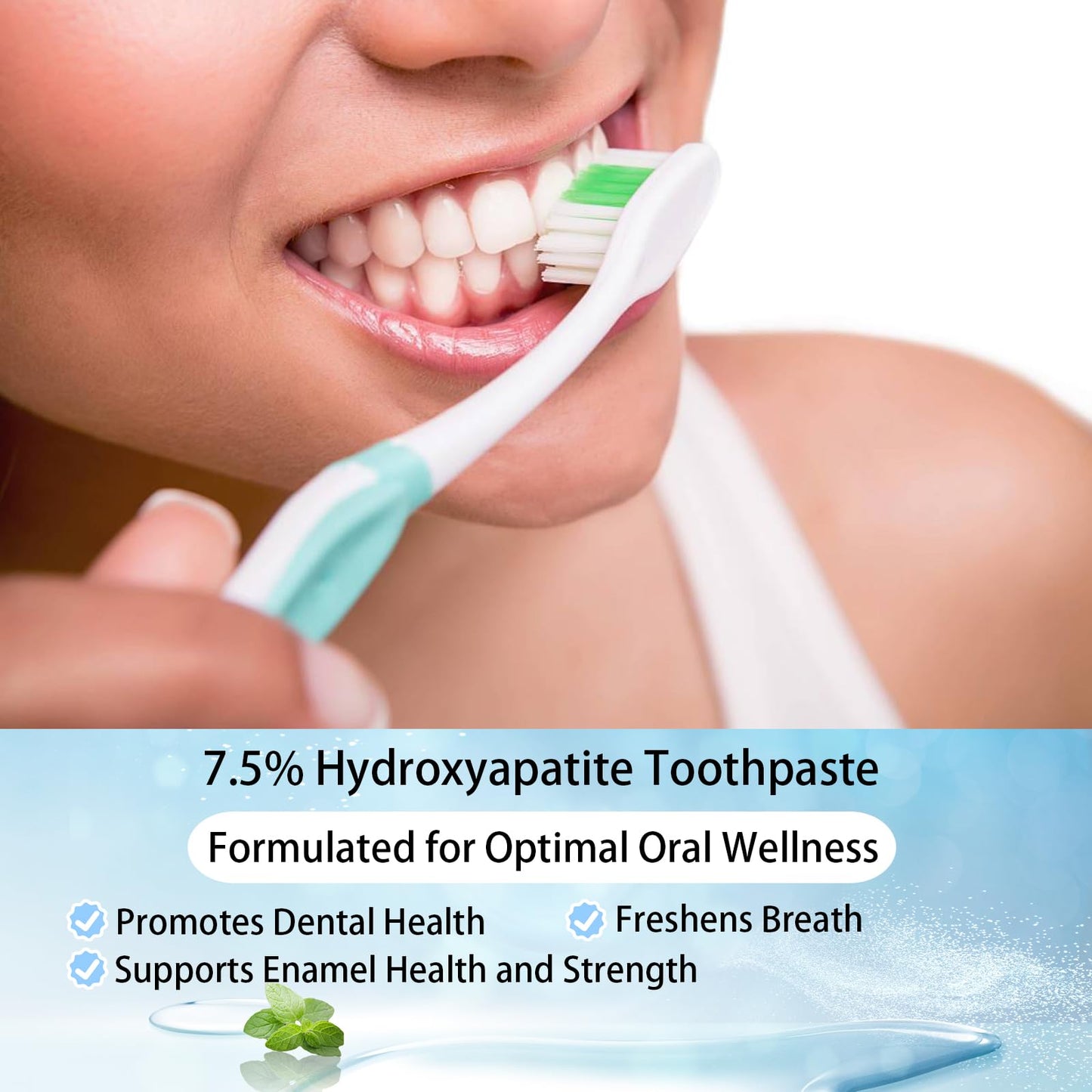 Hydroxyapatite Toothpaste 7.5% - Fluoride-Free Enamel Protection (4.23oz, 2pcs) | Mild Mint