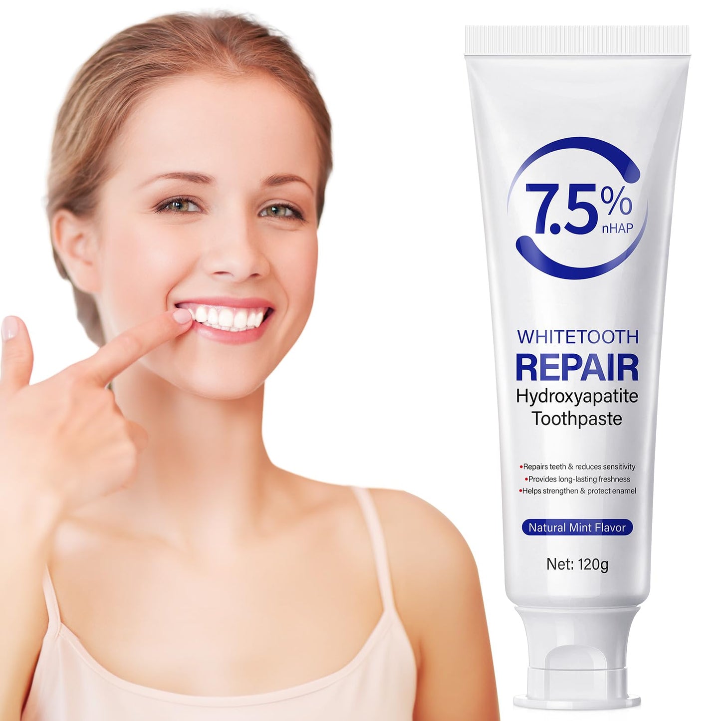 Hydroxyapatite Toothpaste for Enamel Protection - Fluoride-Free for Sensitive Teeth