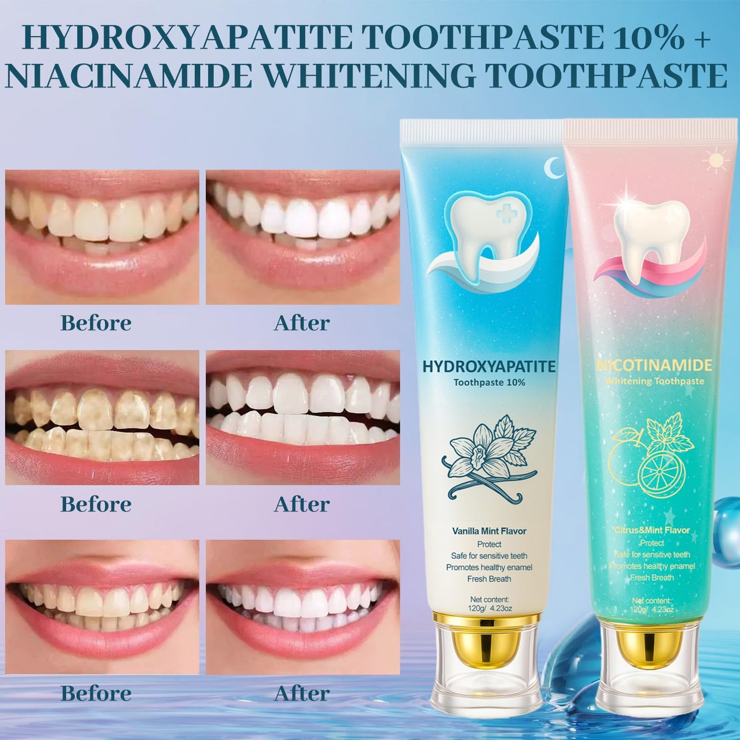 Hydroxyapatite Toothpaste 10% + Niacinamide Whitening - Enamel Repair & Sensitivity Relief
